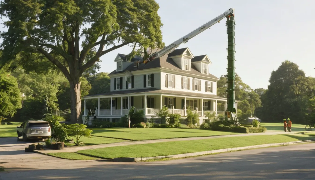 A large tree removal job in progress beside a Alexandria home